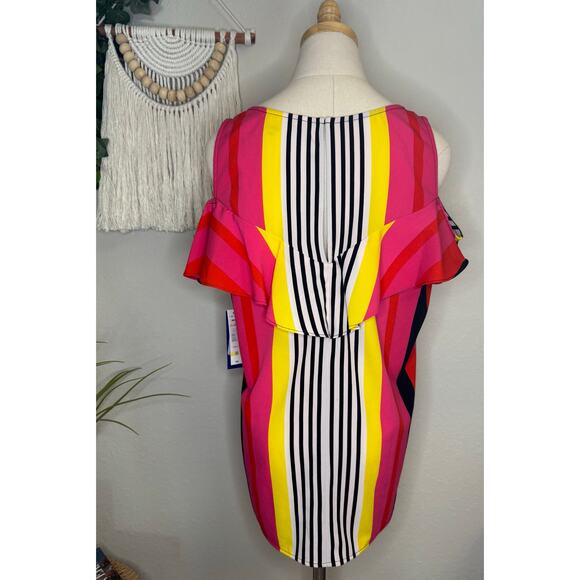 Nygard Stripe Cold Shoulder Top sz M - Picture 3 of 5